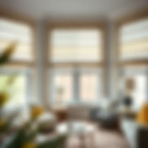 Elegant living room featuring inexpensive Roman blinds