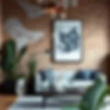 Aesthetic Fusion of Brick and Art Rustic brick wall with modern art