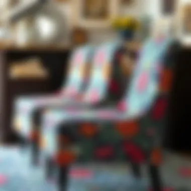 Stylish patterned dining chair cover with vibrant colors