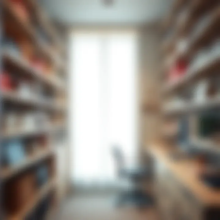 Organized shelving in a multifunctional space