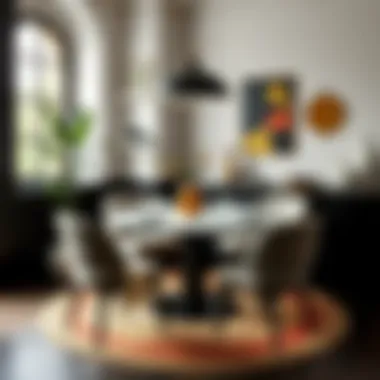 Stylish dining area featuring round table setup