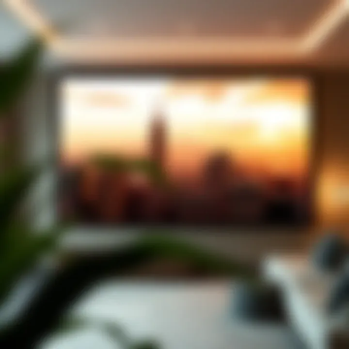 An interactive screen frame showcasing a rotating gallery of artistic visuals