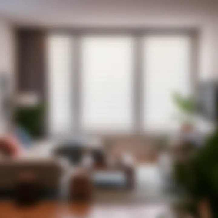 Stylish inverted blinds in a cozy living room setting