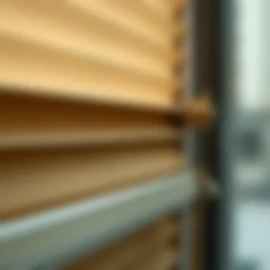 Close-up view of the mechanism of inverted blinds