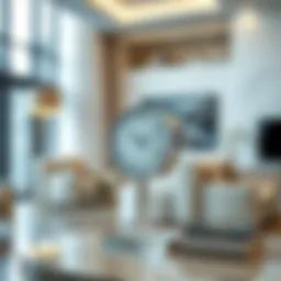 Elegant table clock complementing modern living room decor