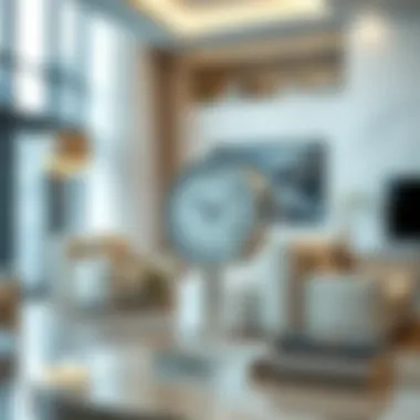 Elegant table clock complementing modern living room decor