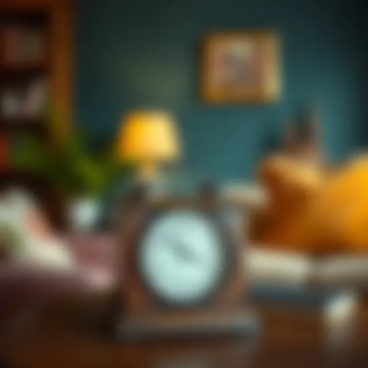 Vintage-inspired table clock adding character to a cozy setting