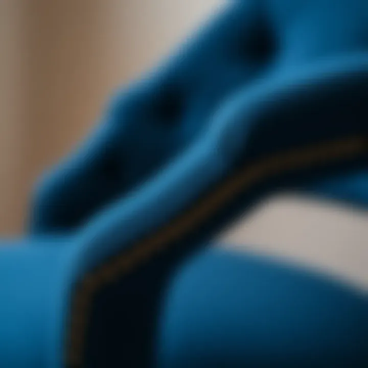 Exquisite Detailing of Navy Blue Side Chair Close-up of navy blue side chair detailing and texture