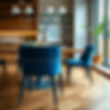 Navy Blue Side Chair in Dining Setup Navy blue side chair paired with a stylish dining table