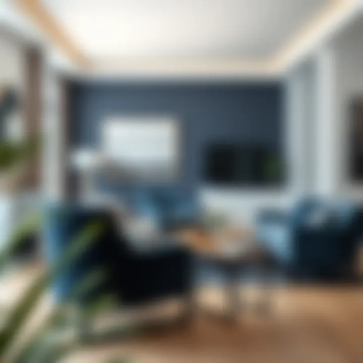 Contemporary Navy Blue Side Chair Design Elegant navy blue side chair in a modern living room setting