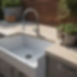 Stylish outdoor kitchen sink hose setup