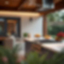 Elegant outdoor kitchen design with modern cooktop