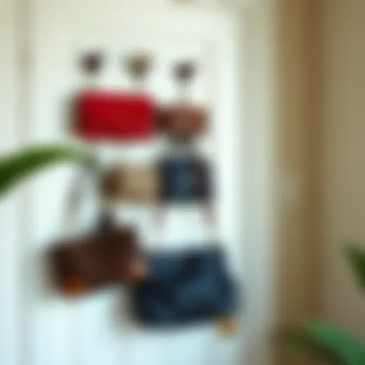 Elegant over door purse organizer showcasing various styles