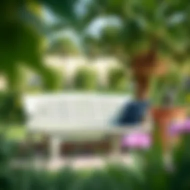 Elegant plastic garden bench in a serene outdoor setting