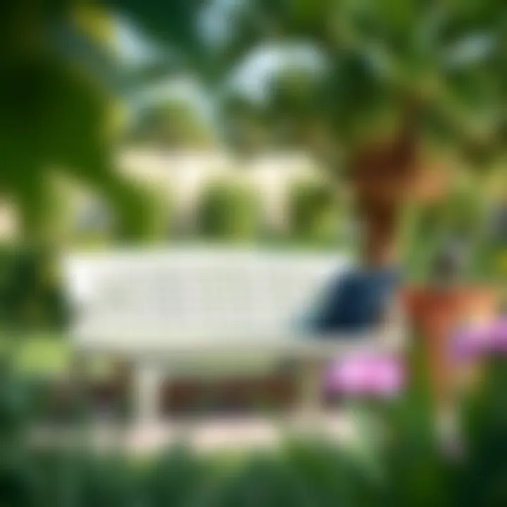 Elegant plastic garden bench in a serene outdoor setting