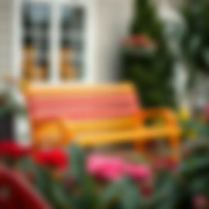 Durable plastic garden bench showcasing vibrant color options