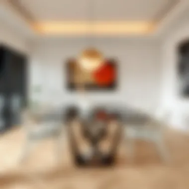 Contemporary Plexiglass Dining Solution Contemporary dining table with plexiglass accents and minimalist decor