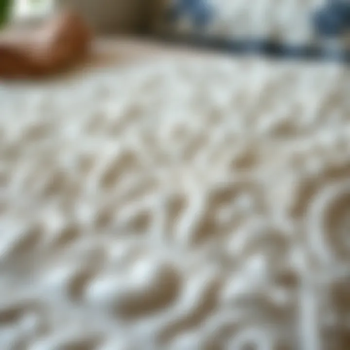 Close-up of intricate quilt patterns and designs