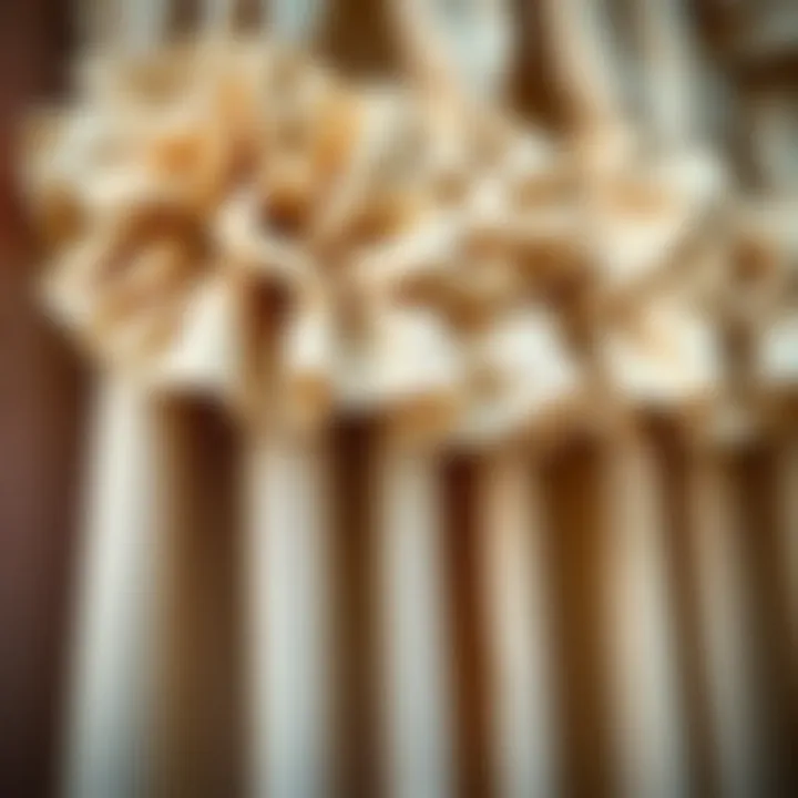 Close-up of intricate ruffle detailing on drapery