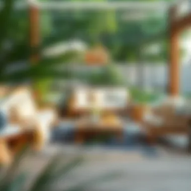 Stylish outdoor lounge area featuring a carefully chosen rug