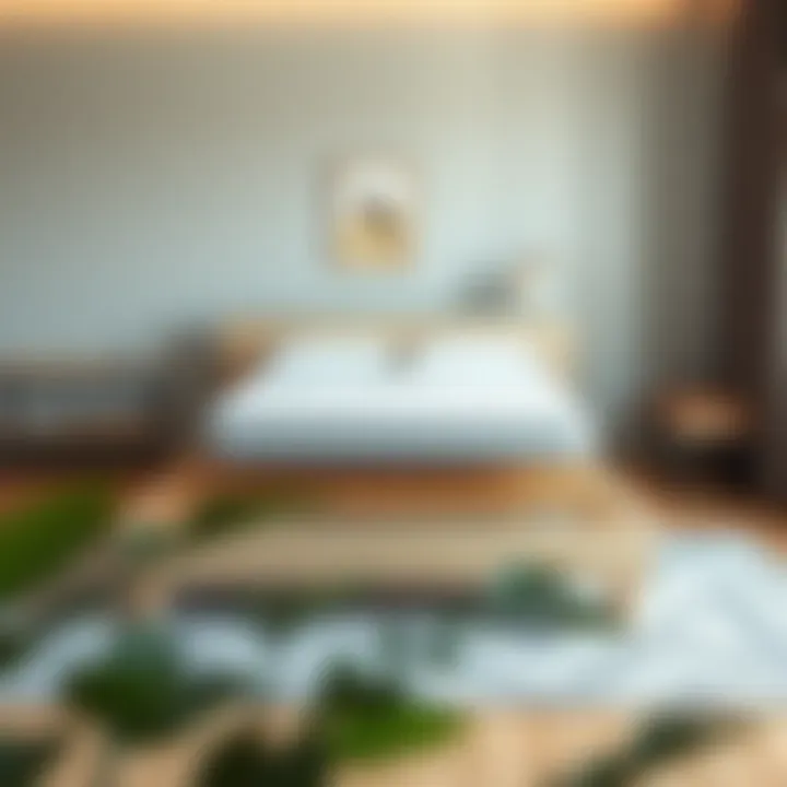 An illustration of slatted platform bed structure demonstrating compatibility with different mattress types