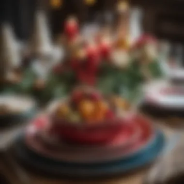 Festive Tableware Arrangement Beautifully arranged tableware in festive colors