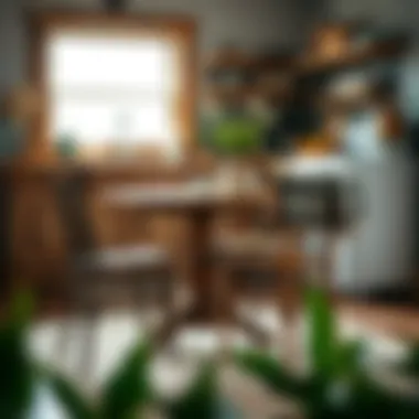 Rustic Charm: Chic Drop Leaf Table and Chair Set Chic drop leaf table with stylish chairs in rustic kitchen