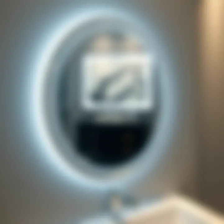 Close-up of advanced technology in a smart illuminated mirror