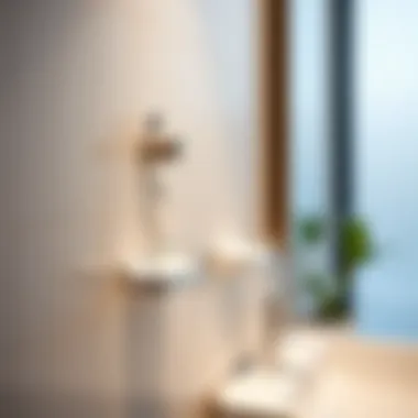 A sleek modern stick-on toothbrush holder mounted on a bathroom wall