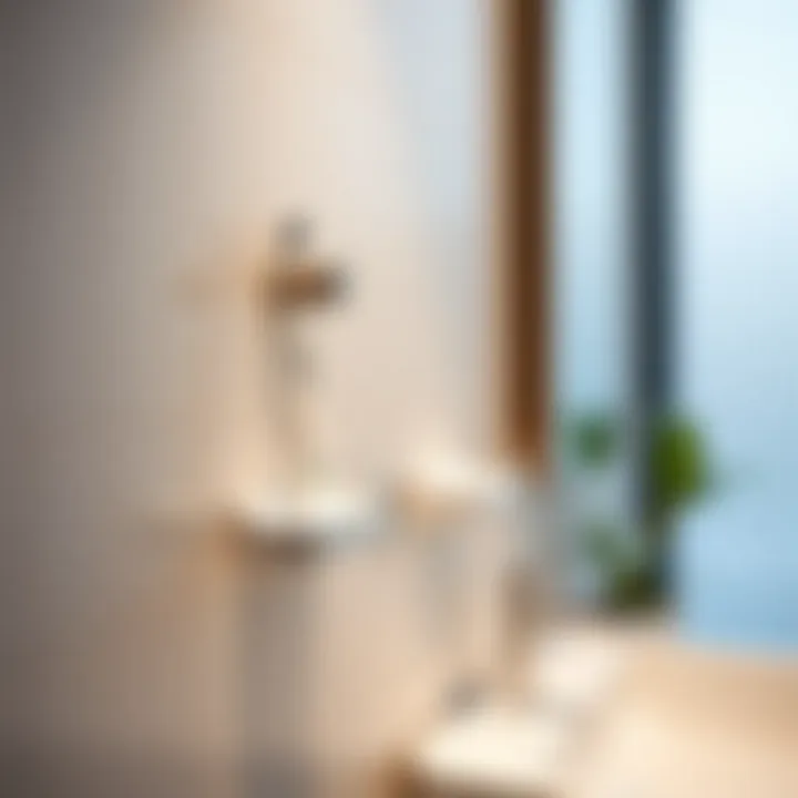 A sleek modern stick-on toothbrush holder mounted on a bathroom wall