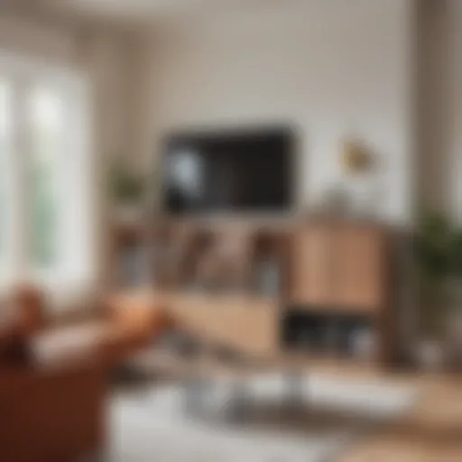 Stylish toy storage unit blending with modern living room decor