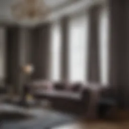 Luxurious glam blackout curtains draping a stylish living room