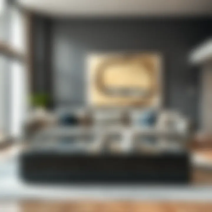 Sophisticated Gray and Glass Coffee Table in Modern Living Room Sophisticated gray and glass coffee table in a modern living room