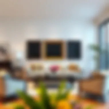 A stylishly decorated contemporary living room featuring an 8x10 antique frame