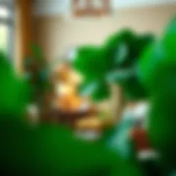 Lush indoor setting featuring a faux fiddle leaf fig