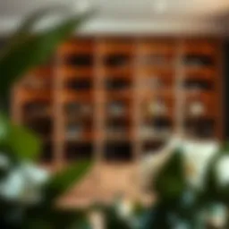 Elegant wine shelf showcasing various bottle designs