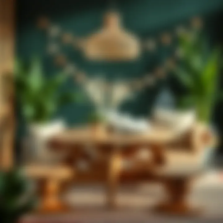 Creative arrangement of picnic table decor and accessories