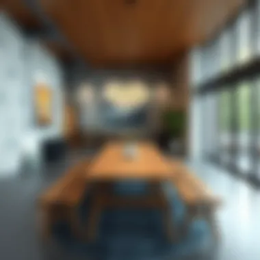 Stylish indoor picnic table featuring modern design