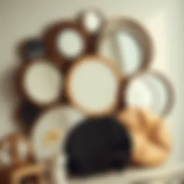 Materials for Round Mirrors Variety of materials used for round mirrors displayed together