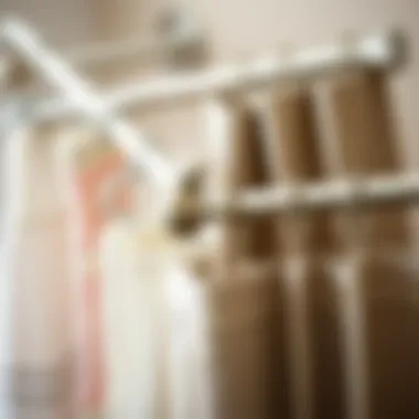 Various designs of silver shower curtain rods displayed together