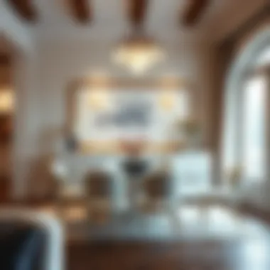 White buffet enhancing the ambiance of a dining space