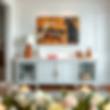 Chic white buffet with unique design elements