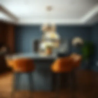 Stylish Leather Counter Stools in Dining Area Stylish leather counter stools in a contemporary dining area