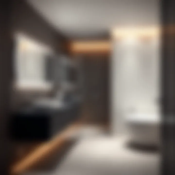 Sleek Modernity in Built-In Bathroom Design Modern built-in bathroom showcasing sleek lines and innovative materials