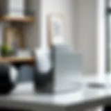 Sleek metal file folder holder on a modern desk