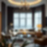 Elegant living room featuring blackout curtains in a modern design setting