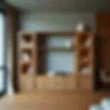 Elegant standing shelf with wooden doors