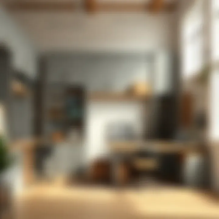 Innovative storage solutions integrated into a modular art space.