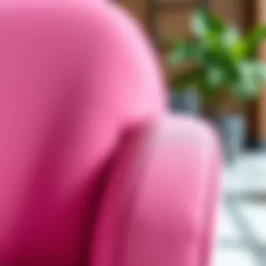 Close-up of fabric texture on a pink chair
