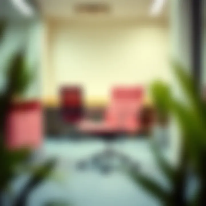 A pink chair enhancing office dynamics